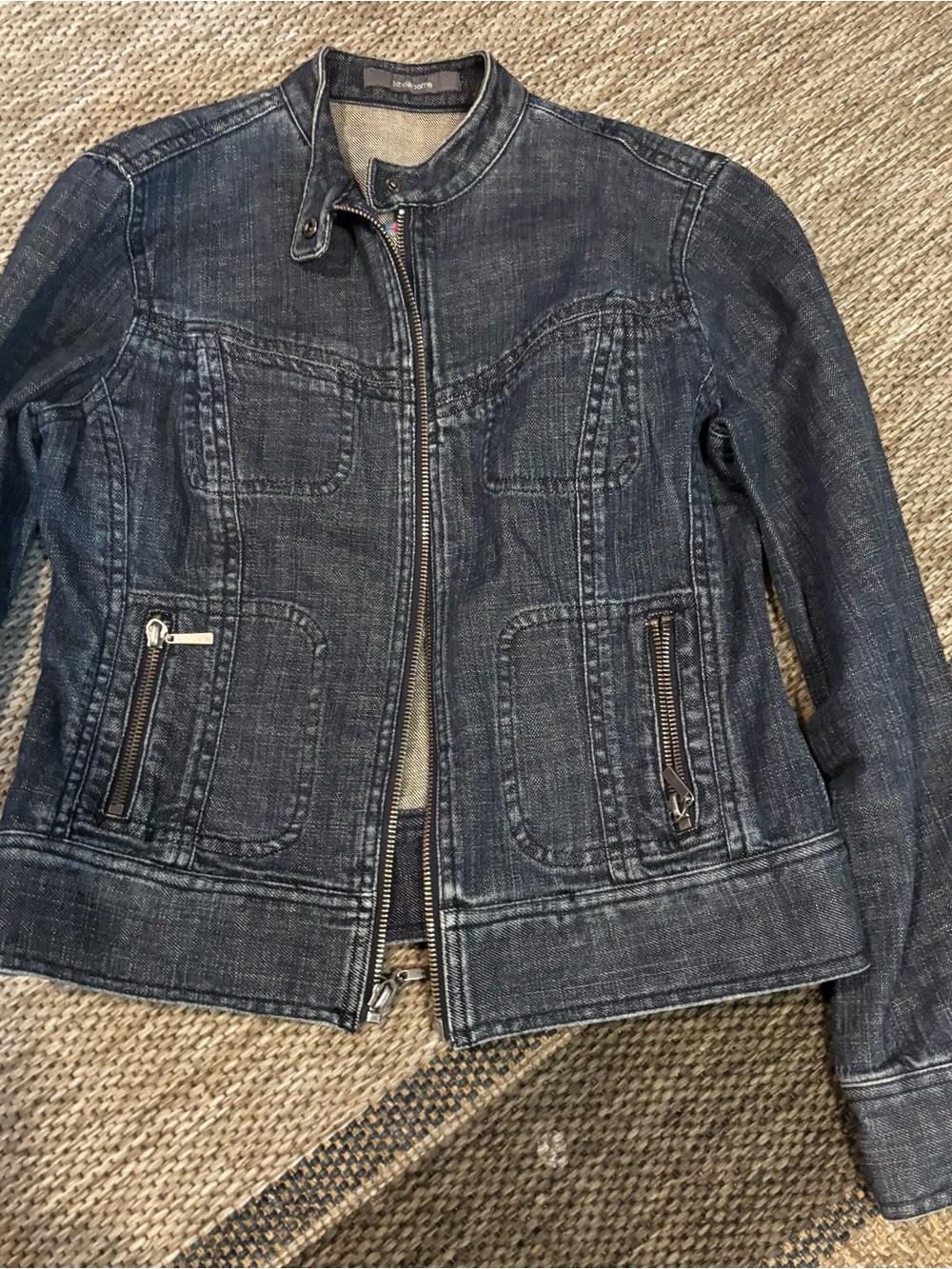 Liz Claiborne Dark Blue Washed Denim Jacket